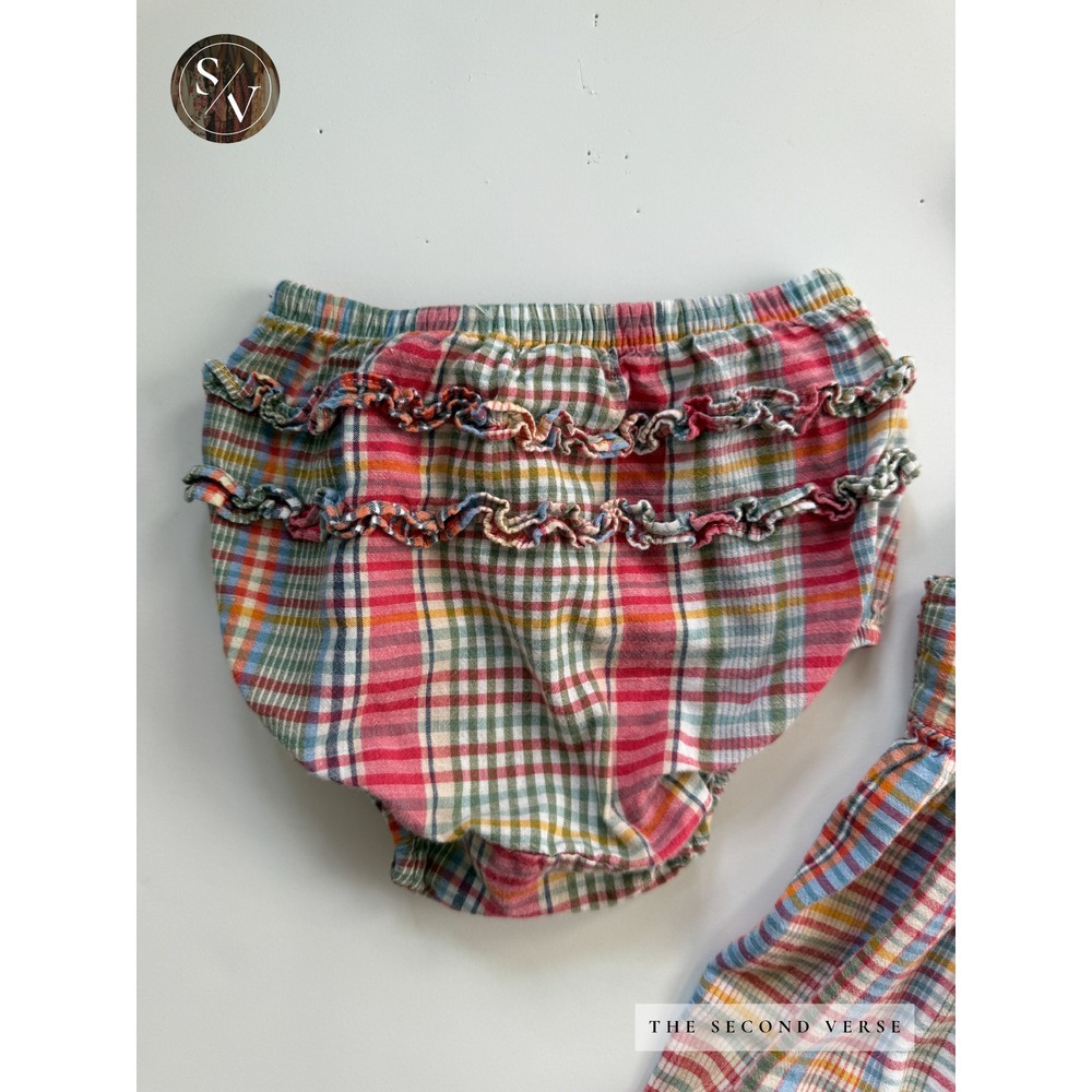 Ralph Lauren Baby Girls Multi Plaid Sundress Coattgecore Bloomers Set 6-12M - Picture 9 of 15